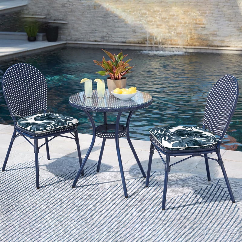 LVTXIII Outdoor U-Shape Chair Cushions 4 Pack, 17"x16"x2" Water-Repellent Patio Seat Cushions with Ties, Indoor Thick Foam Chair Pads for Garden, Patio & Dining Chairs, Cabana Navy - Image 5